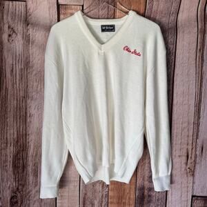 Ohio State Vintage Sweater McBriar Large White Buckeyes OSU V-Neck Varsity
